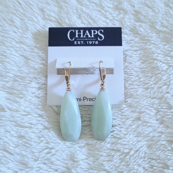 Chaps Teardrop💧 Shaped Unpolished Green💚 Angelite😇 Earrings - Picture 10 of 15